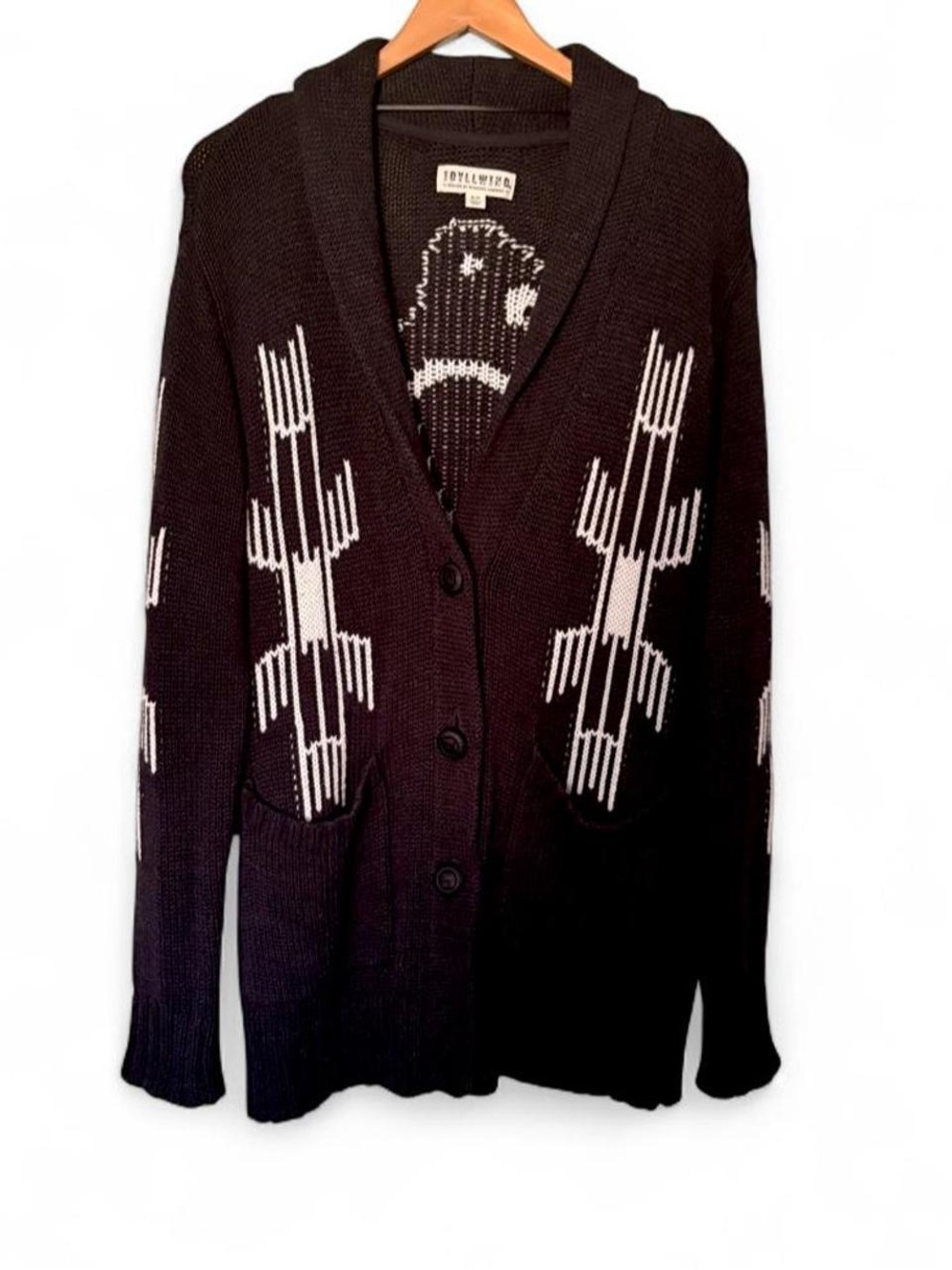 Idyllwind By Miranda Lambert Black & White Southwestern Thunderbird Cardigan S - Picture 4 of 7
